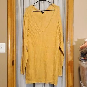 Mustard yellow long sleeve tunic length sweater